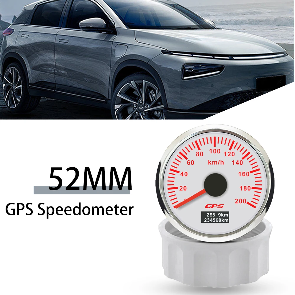 Truck Motorcycle Universal 52mm GPS Speedometer 0-30km/h 0-80KM/H 200kmh Odometer Tripmeter with GPS Antenna 7 Colors Backlight