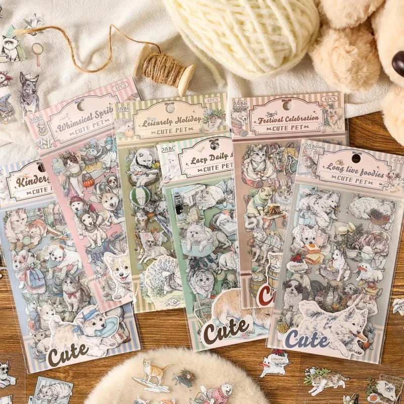 paquete-de-24-pegatinas-kawaii-de-gatos-y-perros-lindas-pegatinas-decorativas-para-Albumes-de-recortes-manualidades-diarios-etiquetas-adhesivas