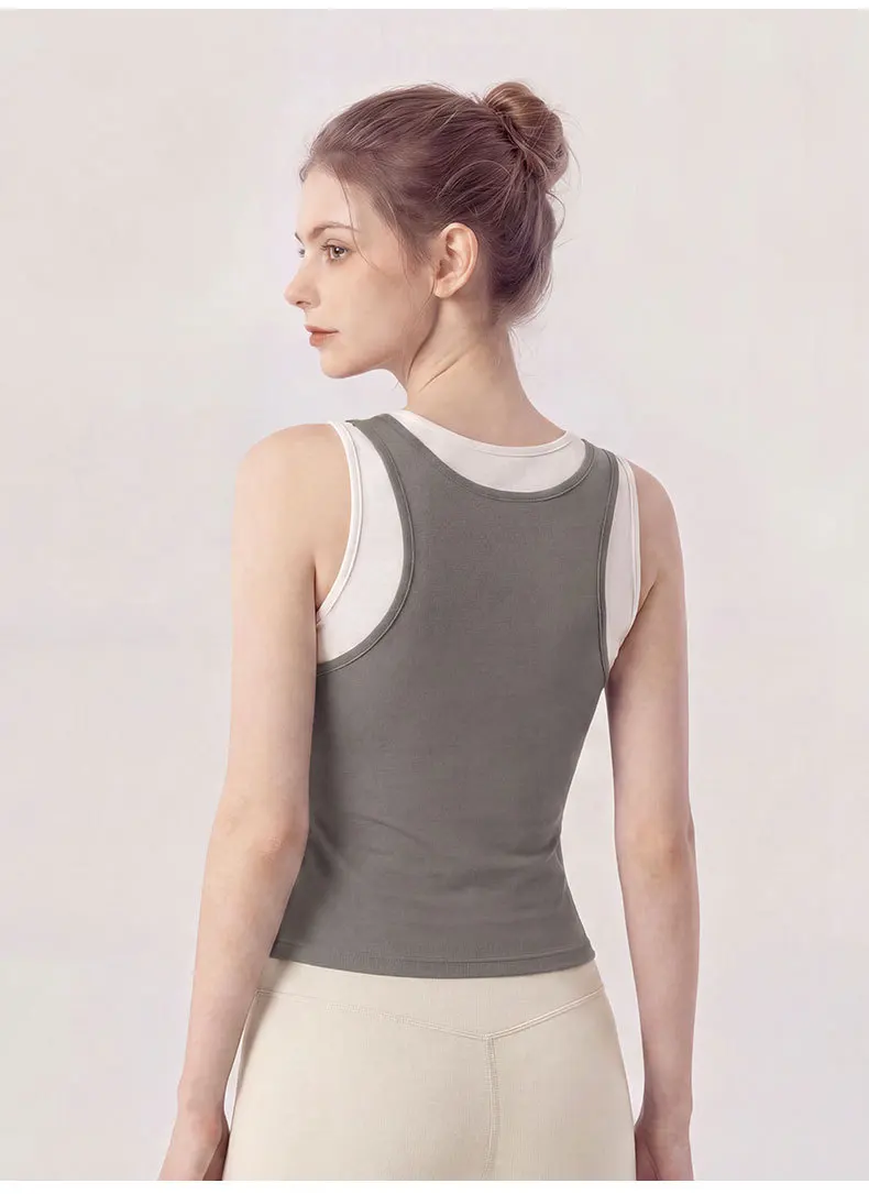 Summer New Style with Chest Cushion Vest for Women, Wide Shoulder Straps, Shock-absorbing Contrasting Suspender, Fitness Top