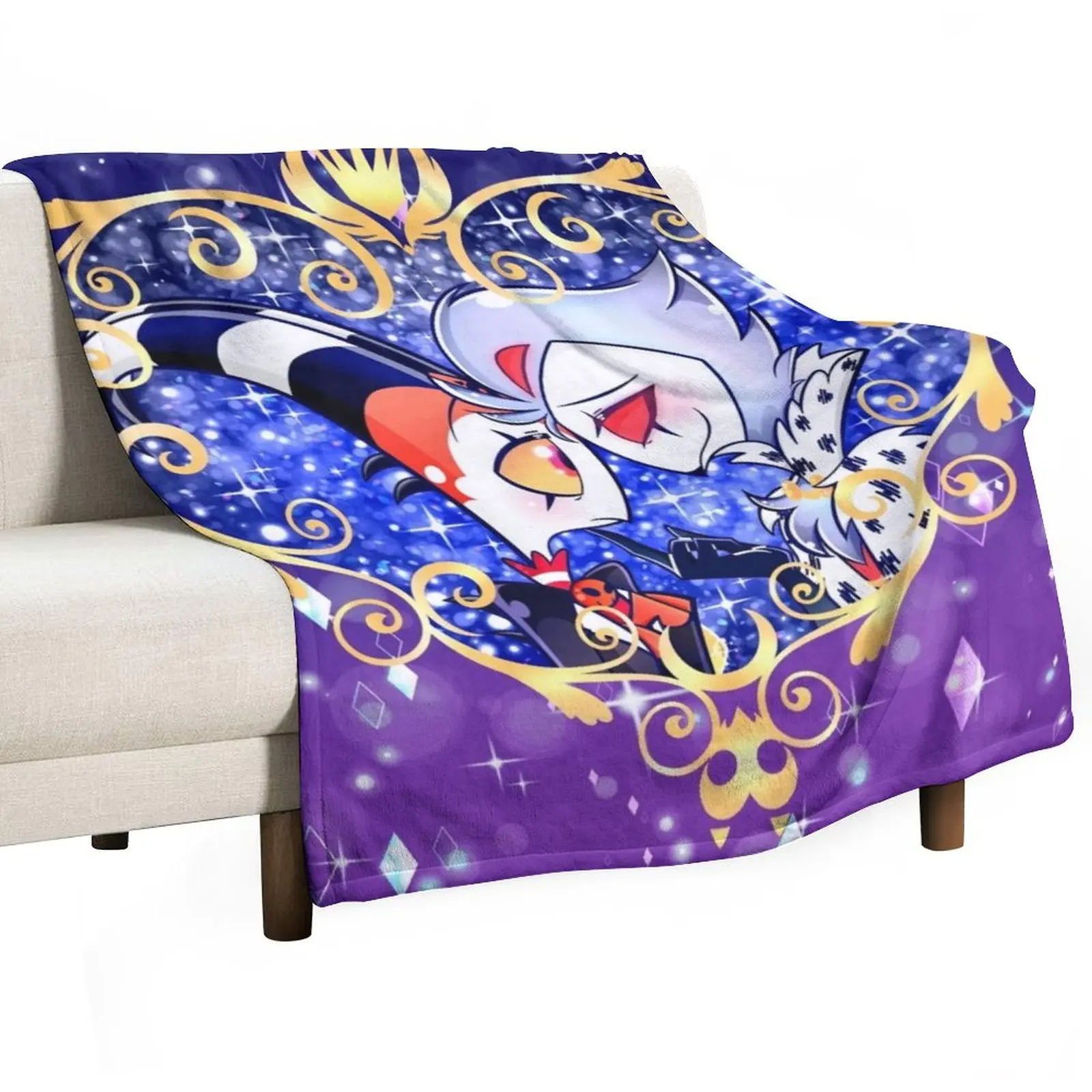 Helluva Boss Stolas and Blitzo Heart Frame Throw Blanket Giant Sofa Furry manga Luxury Thicken Furrys Thins Blankets