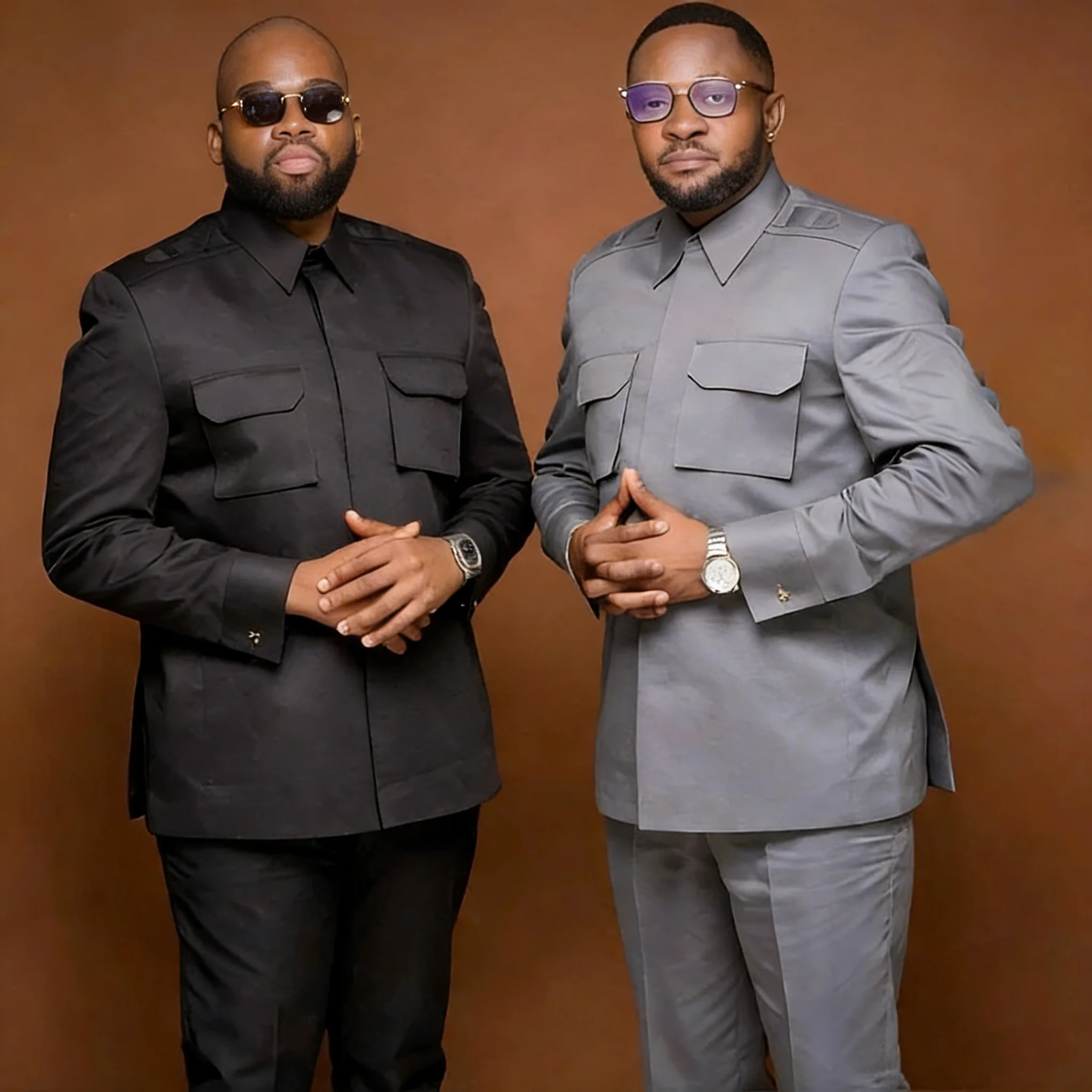 

Friends Men's Solid Suits 2 Pieces Jacket Pants Single Breasted Stand Collar Smart Casual Formal Business Custom Male Outfits