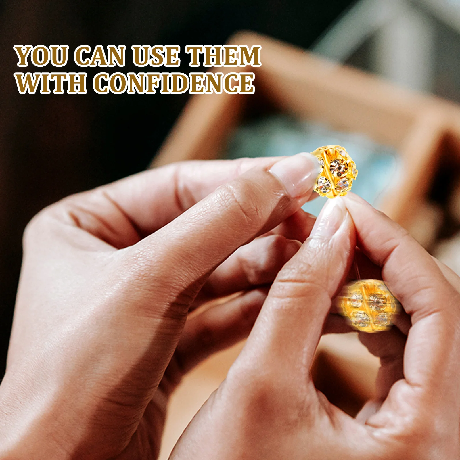 

90Pcs Diamond Rhinestone Spacer Beads Loose Jewelry Beads for DIY Crafts Making Bracelets Necklaces Decorations Supplies