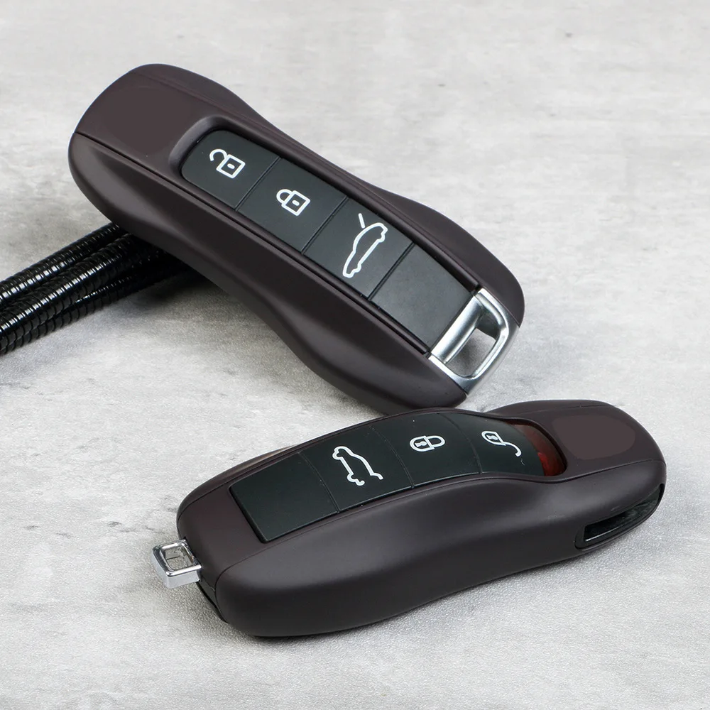 

Raspberry Purple Key Case For Porsche 718 Panamera Cayenne Macan Boxster Cayman Car Key Shell Cover Remote Control Fob Replace