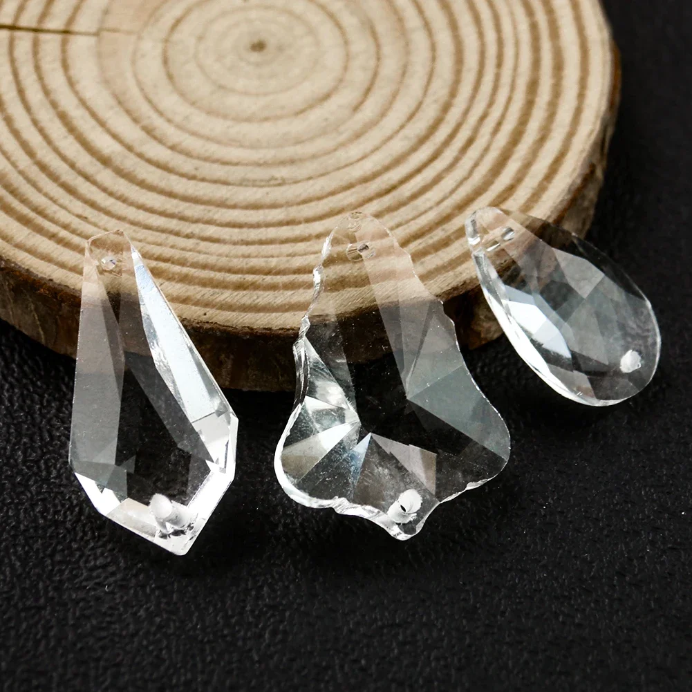 

2PCS Arrow Teardrop Hanging Crystals Prism Glass Faceted Suncatcher Chandelier Parts DIY Home Wedding Decor Accessories 2 Holes