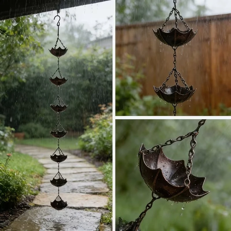 Metal Villa Decoration Rain Chain Temple Zen Meditation Drainage Water Supply Chain Courtyard Home Decoration Rain Chime