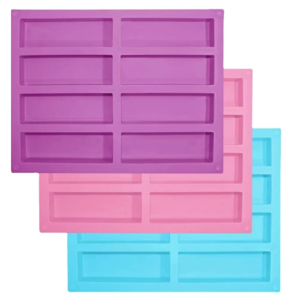 Reusable Rectangle Silicone Candy Mold 8-Cavity Birthday Gifts Butter Mold DIY Ice Mold for Baking Energy Bars