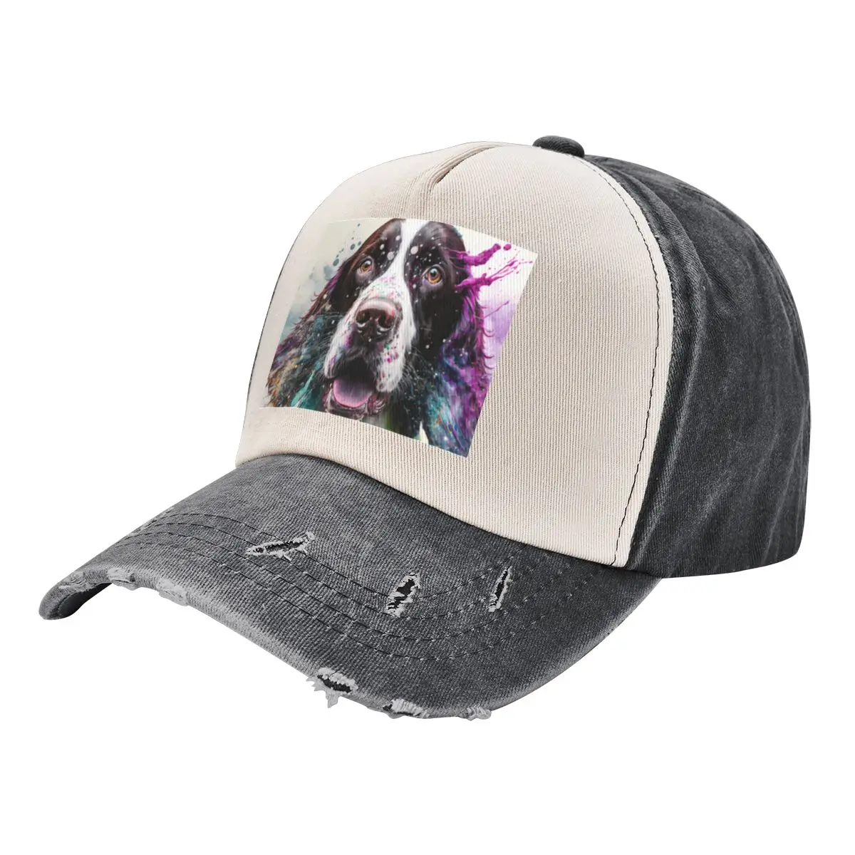 

English Springer Spaniel Dog Synesthetic Splash Painting Artwork Baseball Cap Luxury Cap Hat Beach Women's Hats Men's