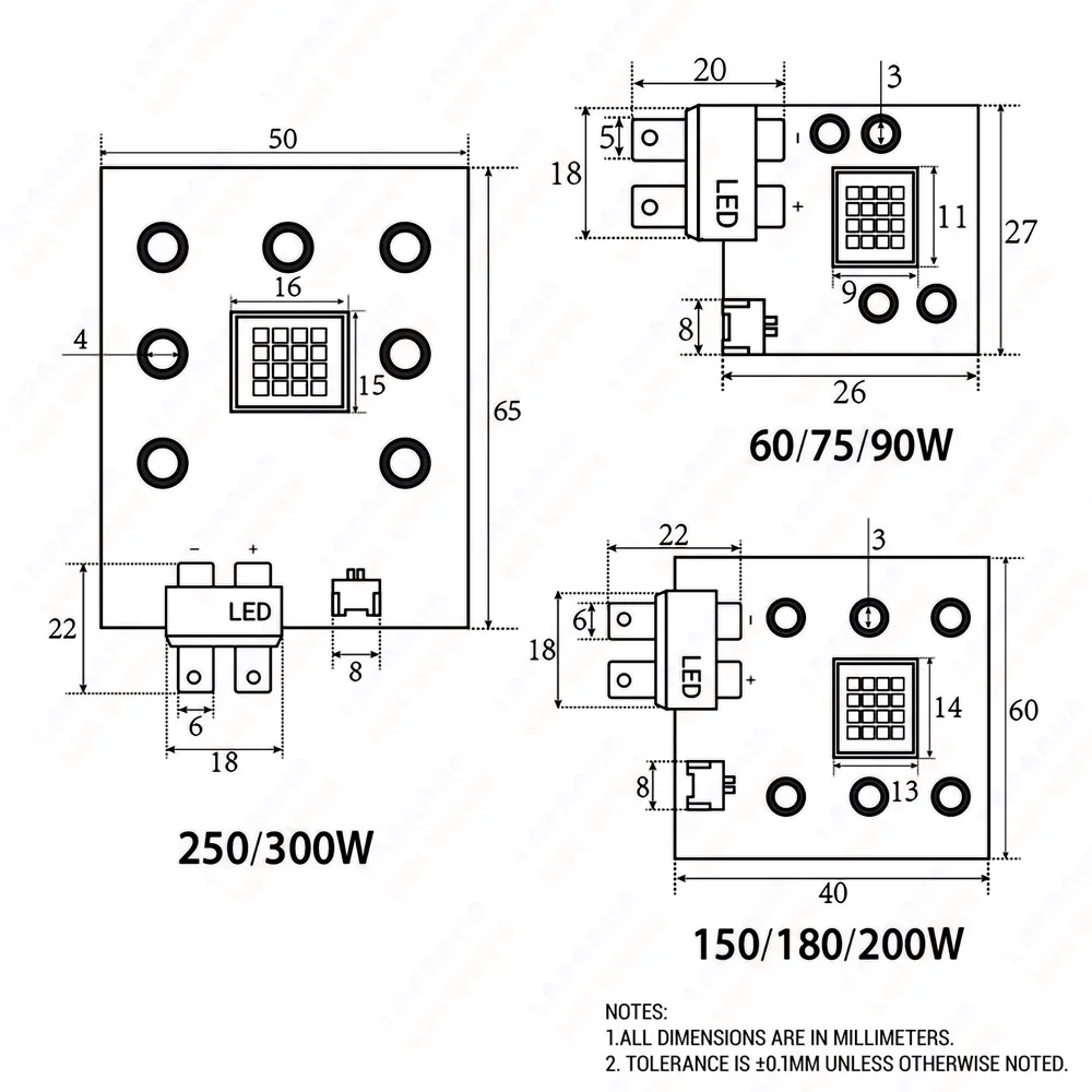 High Power LED Stage Light Chip 20W 60W 75W 90W 150W 180W 200W 250W 300W Cold White High Bright For Moving Head Lamp Projector