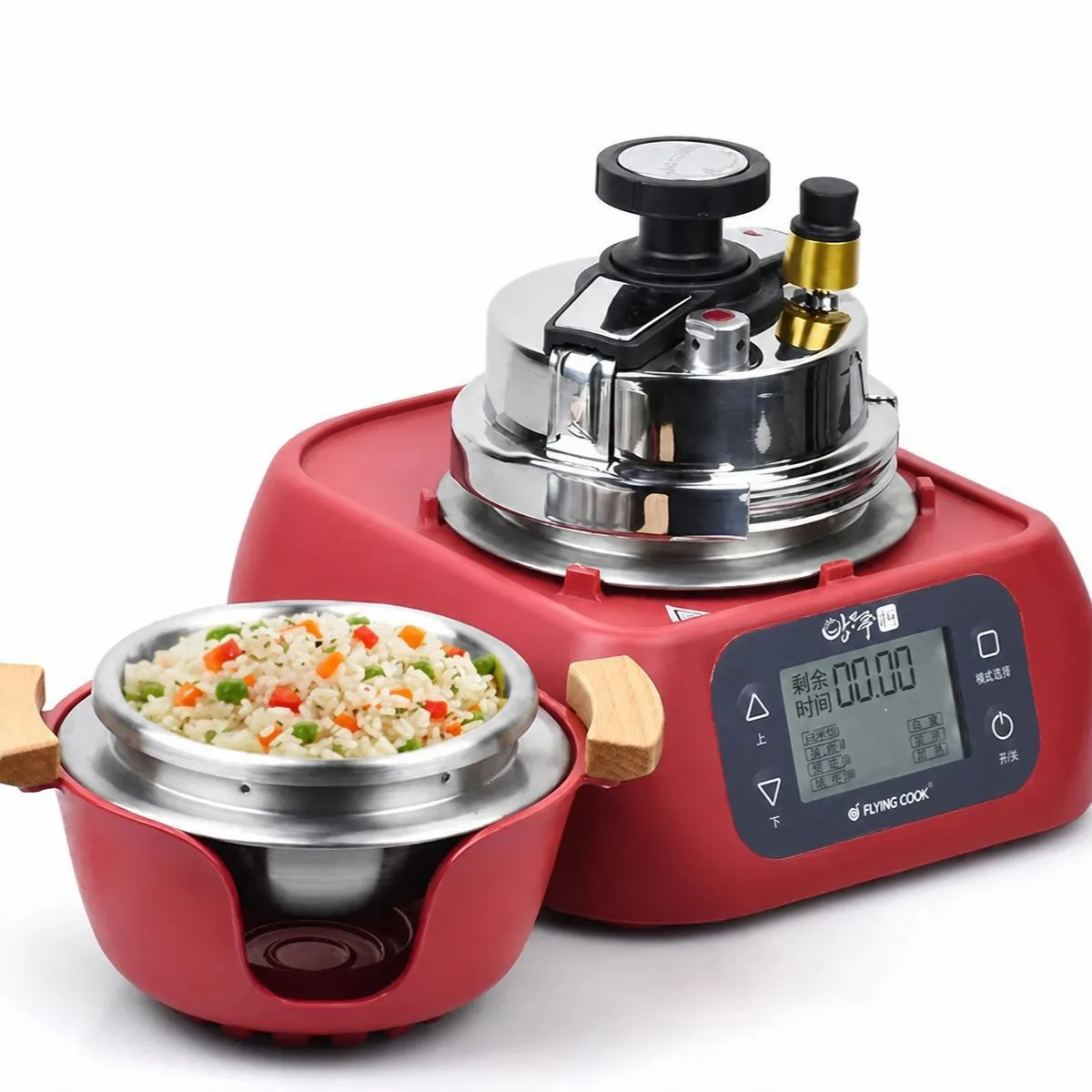 A full set of electric pressure cookers, household smart 0.8L capacity, open the lid to cook hot pot, non-stick inner tank,