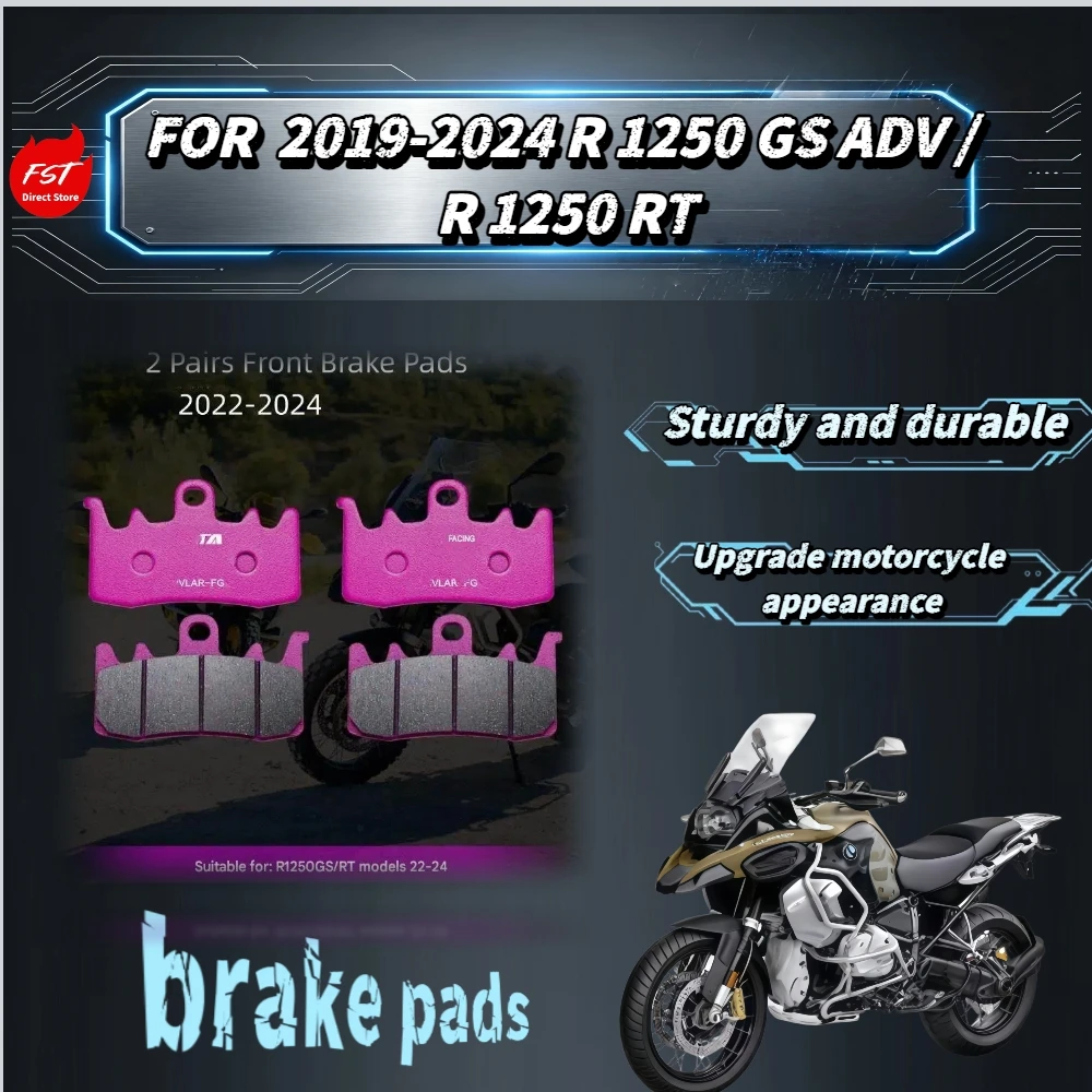 For R1250GS ADV/R1250RT 2019-2024 Ceramic Brake Pads Imported Ceramic Mix Stable Braking In Hot & Cold Off-Road Rides