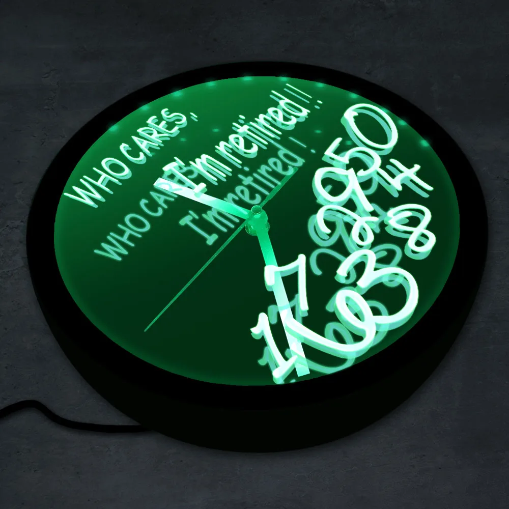 Fallen Numbers Retiring Luminous Wall Clock Who Cares I'm Retired Funny Clock Wall Watch LED Light Retirement Gift Office Decor
