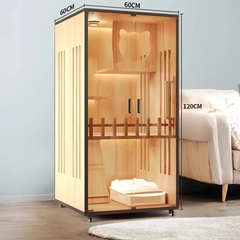 Cat Villa, Large Indoor Cat Cage, Pet Cabinet, Cat House with Extra SpaceCondo for Home Shelter Cabinet