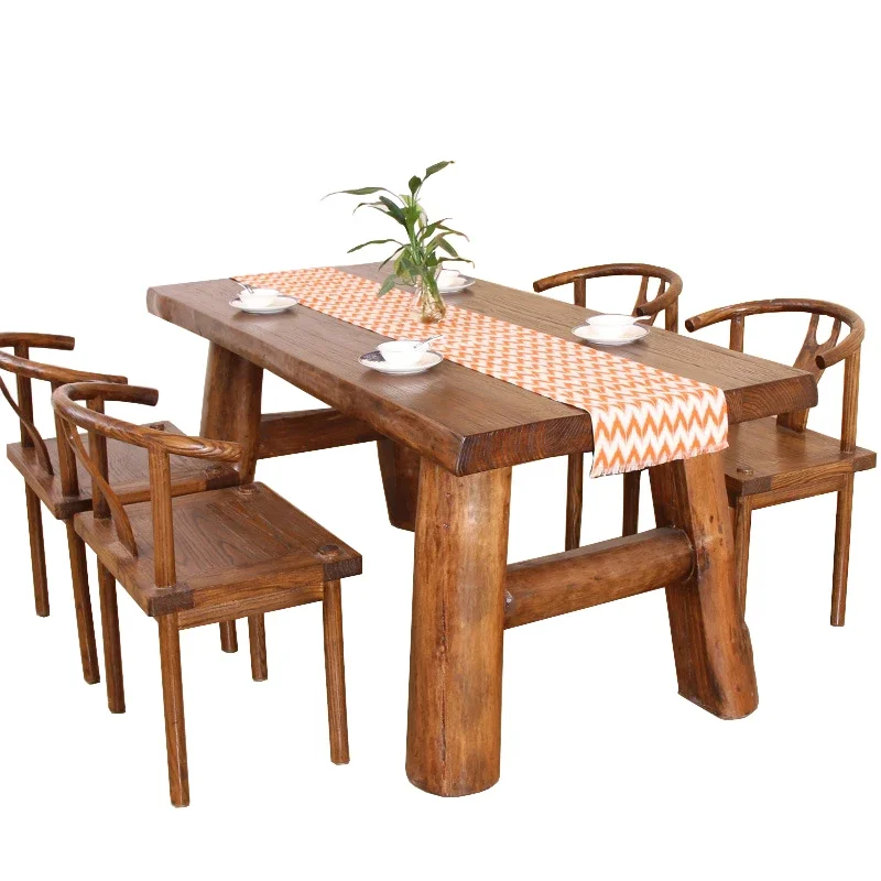 Modern Furniture  Fashion Industrial Live Edge  Large Rustic Wood Restaurant Dining Table