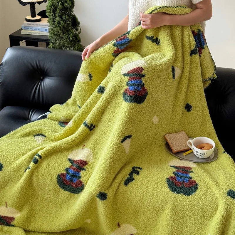 Knitted foal half fleece blanket soft cartoon single double blanket so******ch break blanket