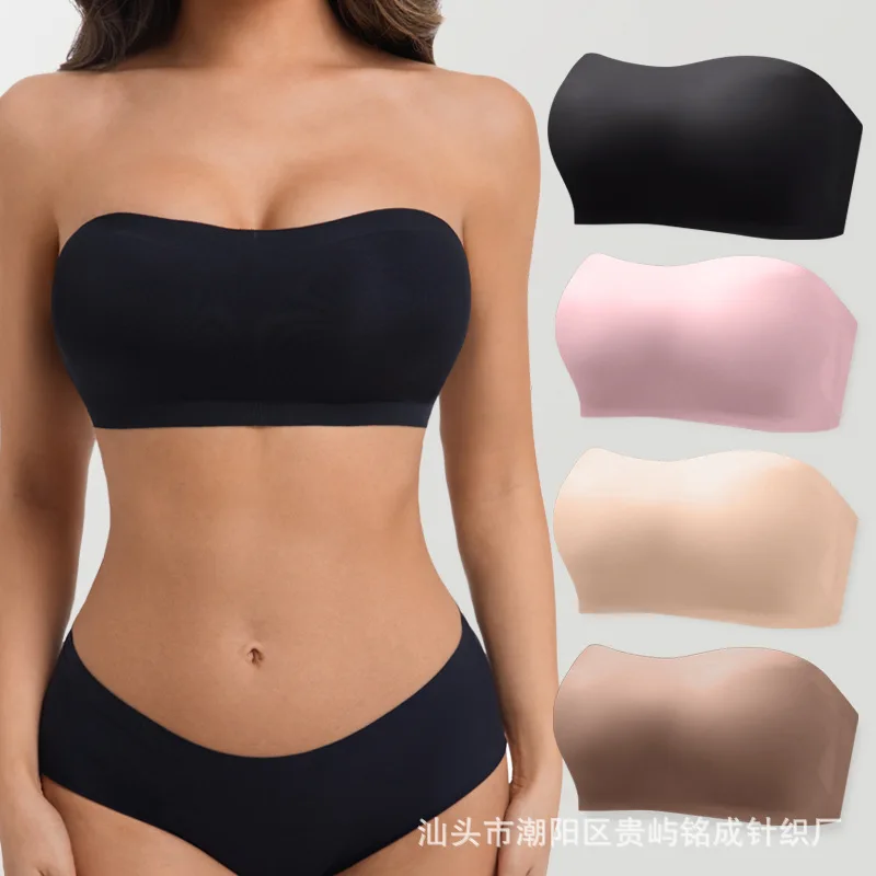 Sujetador sin tirantes para mujer con cierre lateral cruzado – Adhesivo invisible push-up, bandeau sin costuras para pecho pequeño