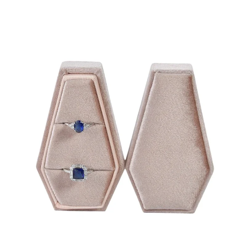 Y2k Gothic Velvet Coffin Ring Necklace Earnail Organizer Gift Box Trendy Creative 2000s Jewelry Accessory Storage Display Case