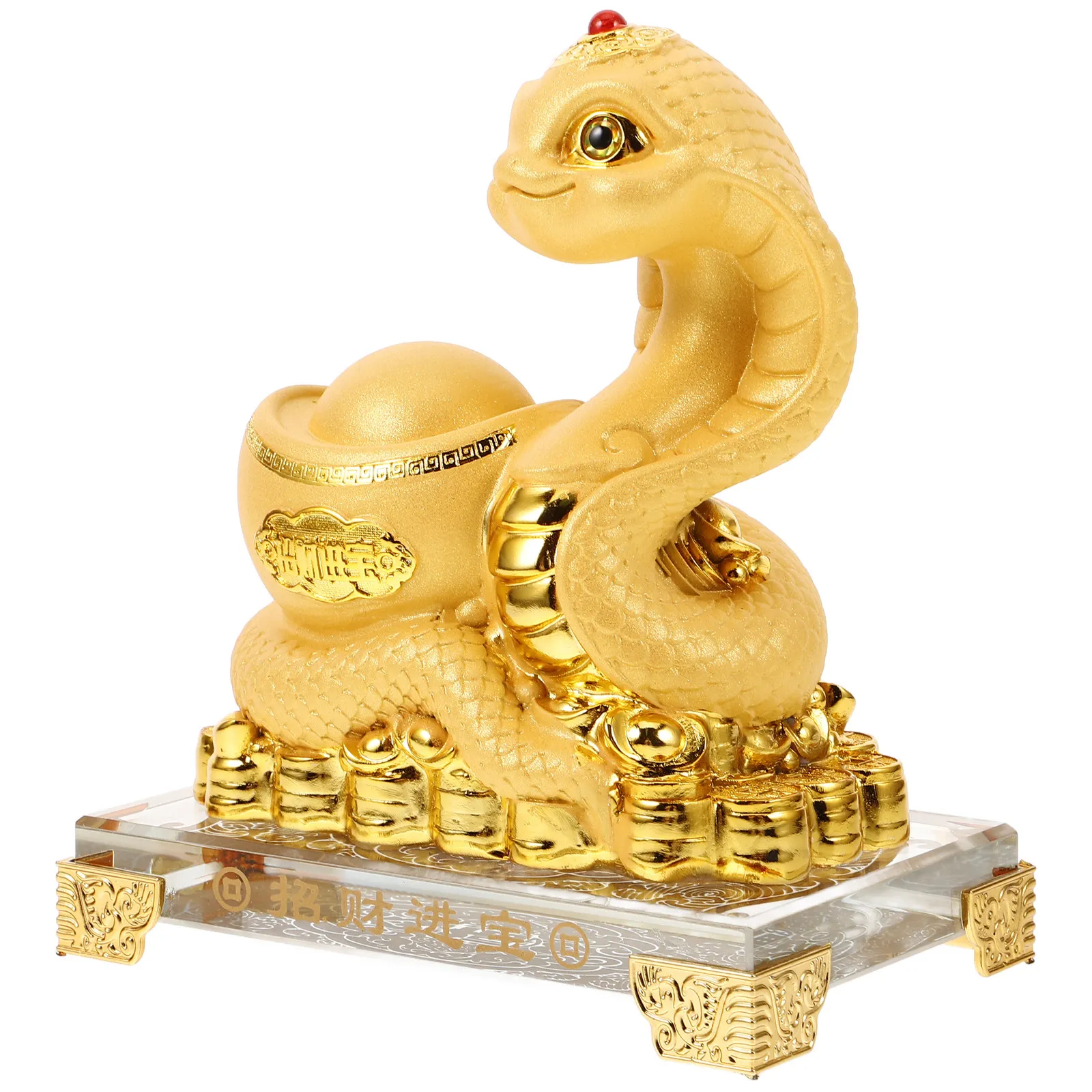 

Chinese Zodiac Snake 2025 Golden Resin Ornament for Home Interior Decor Office Table Feng Shui Animal Symbol Good Fortune