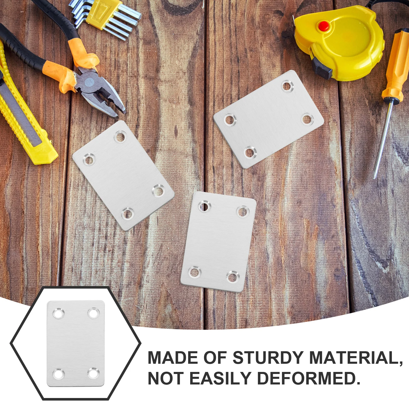 20 قطعة الفولاذ المقاوم للصدأ شقة الانضمام لوحة الأثاث إصلاح قوس مستقيم 4 ثقوب بين قوسين دائم #4