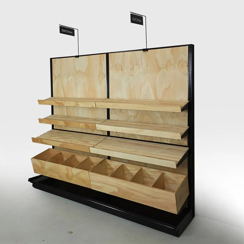 （customized）Modern Supermarket  Bakery  Interior High End Wooden Bread Display Shelves