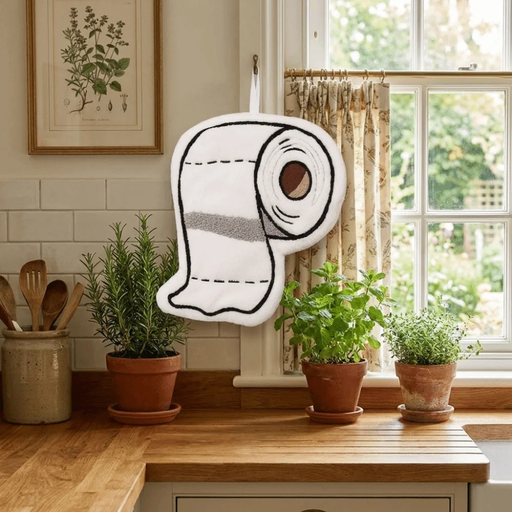 Cute Super Absorbent Roll Paper Hand Towel Thickened Funny Coral Fleece Towel Soft Hanging Cleaning Cloth Kitchen