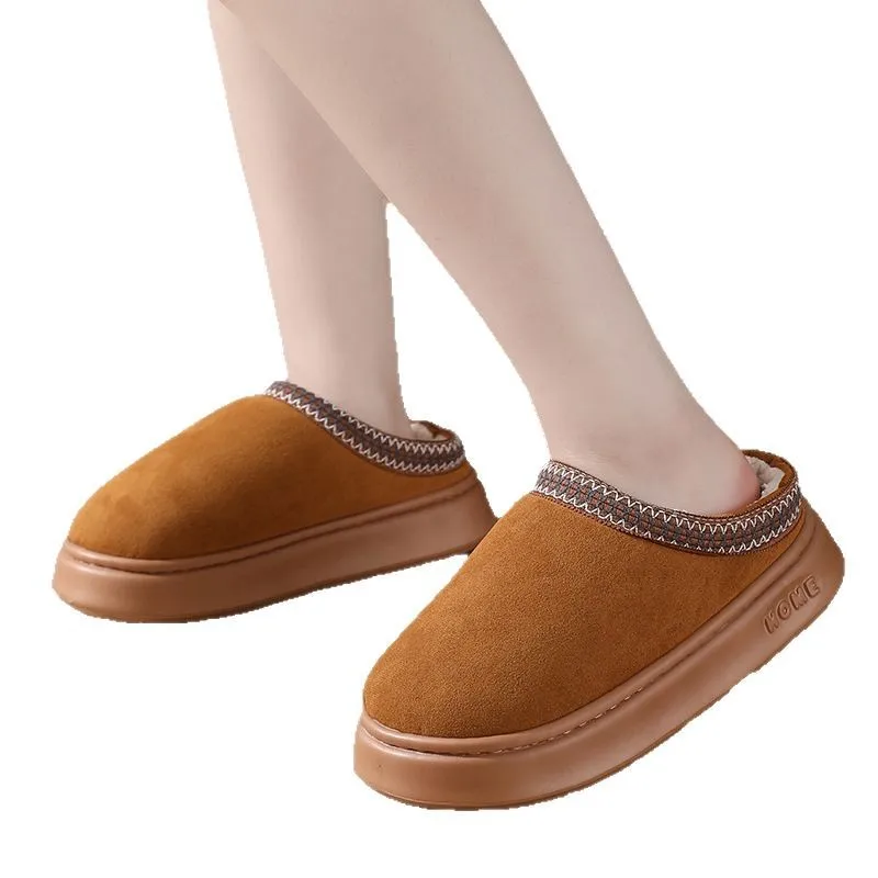 Men's Classy Outer Wear Bag Winter Bag Heel Indoor Thick-Soled Home Fleece-Lined Cotton Slippers Women's Outer Wear Autumn and Winter Non-Slip