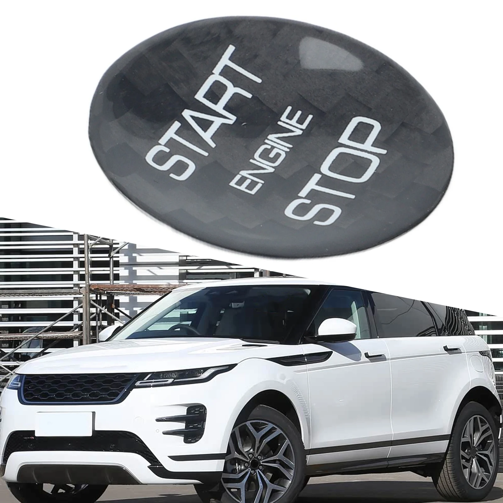 Start Stop Button Cover for Land Rover Cars with Authentic Carbon Fiber Visual Effect and Panel-Matched for contour