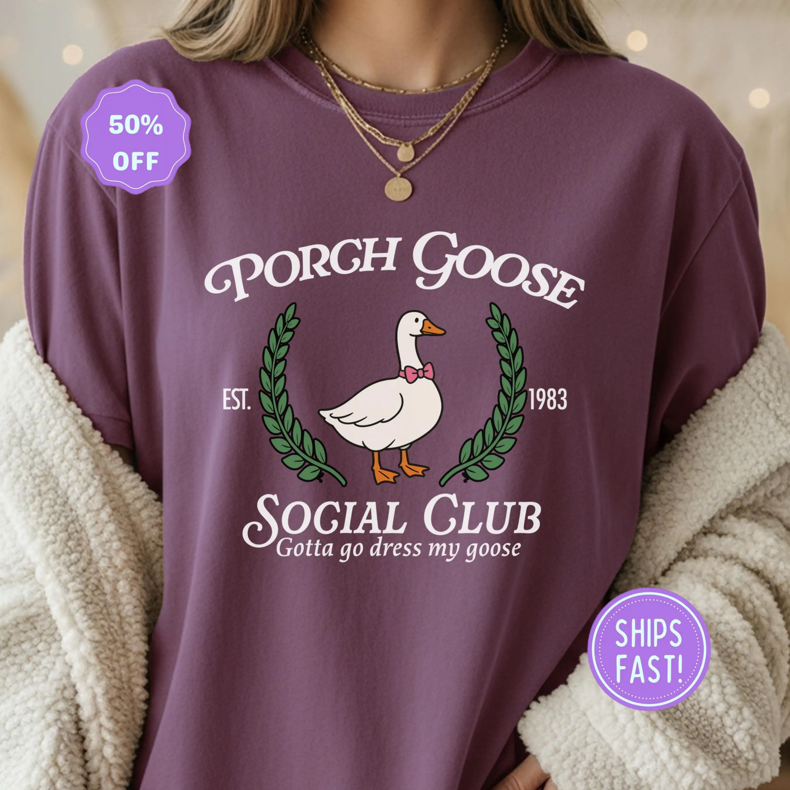 Porch Goose Tee - Porch Goose Social Club Shirt  Grandmas, and Who Love Cute Garden Club Vibes