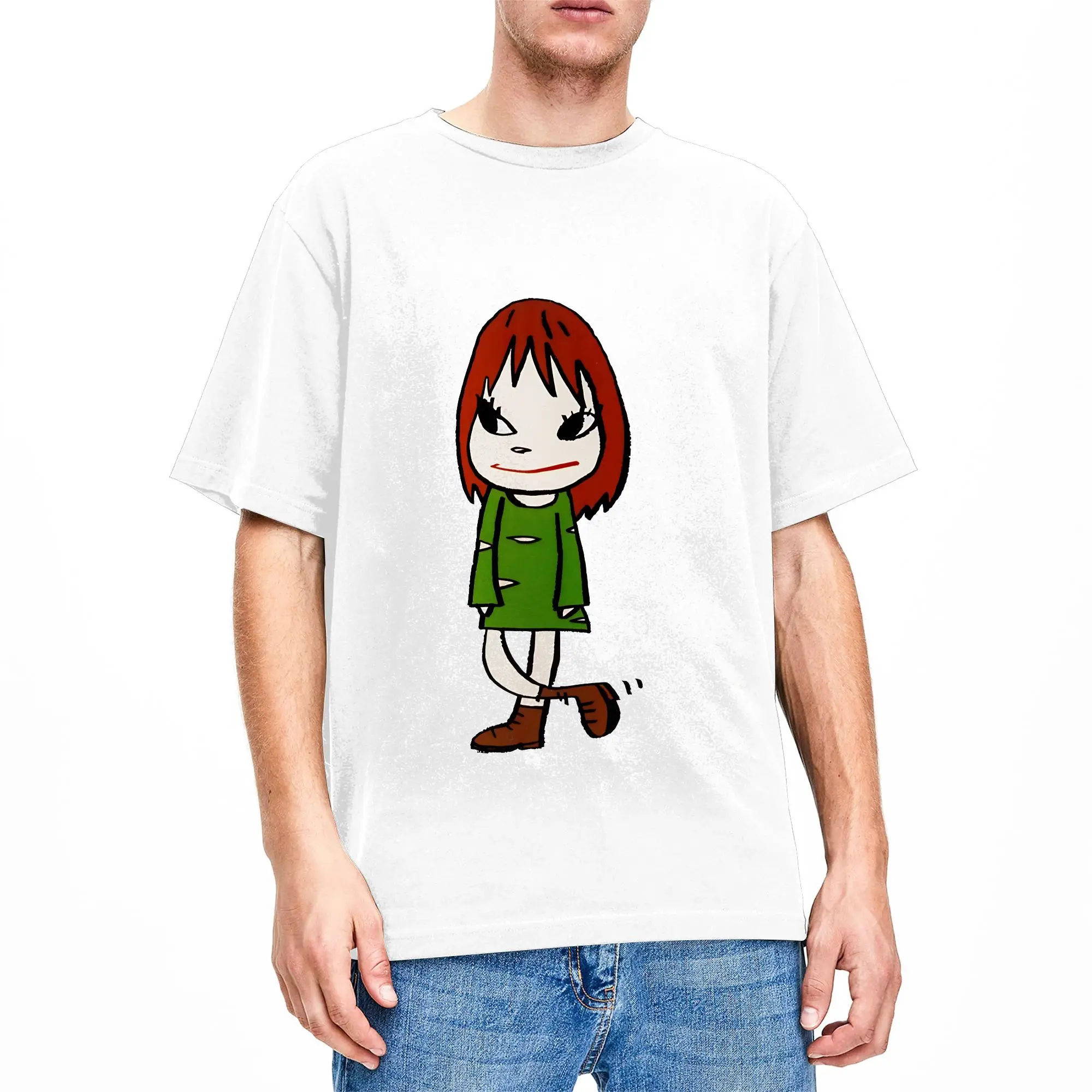 Yoshitomo Nara T-Shirt Summer Walking Girl Painting    Cotton T Shirts For Couple Design Tshirt Short-Sleeved Y2K Funny Top Tees