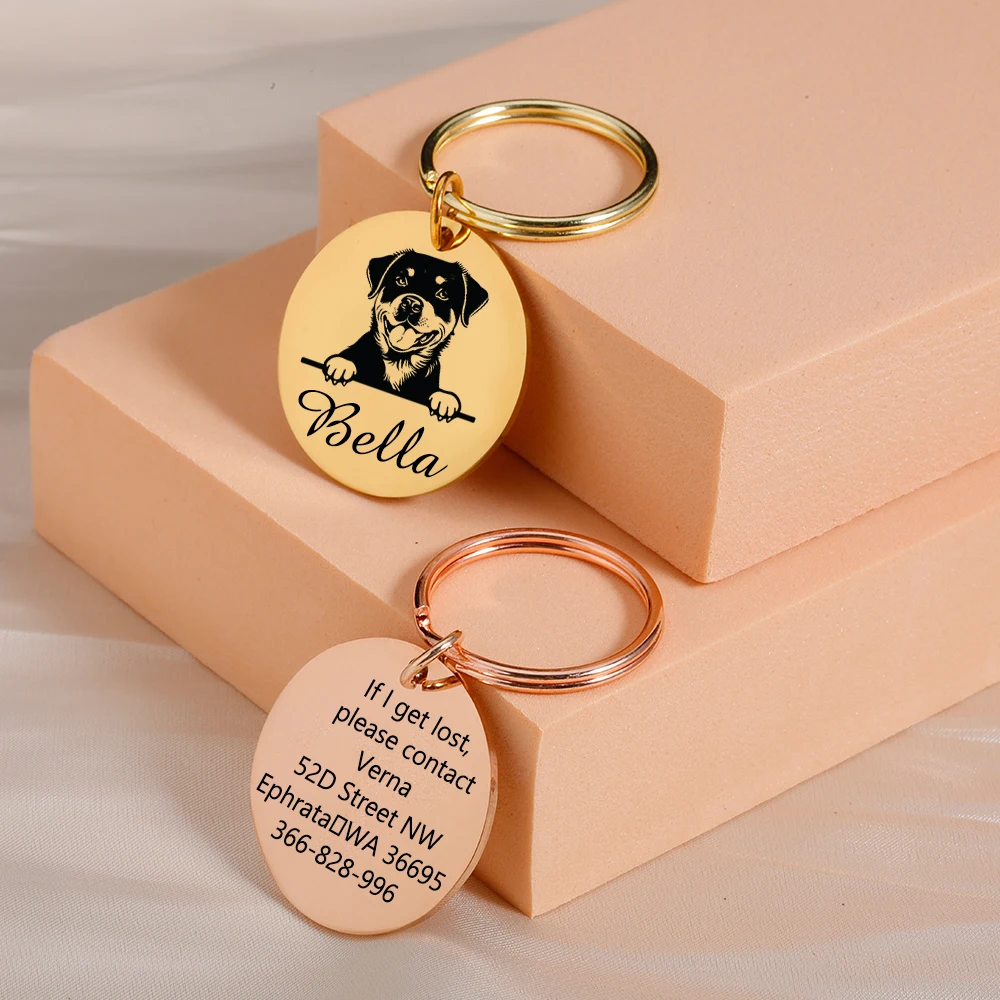 1 pc Dog funny cartoon Tag Laser Engraving  Tags Engraved Personalized Pet ID Tag Pet Accessories For dog Pets