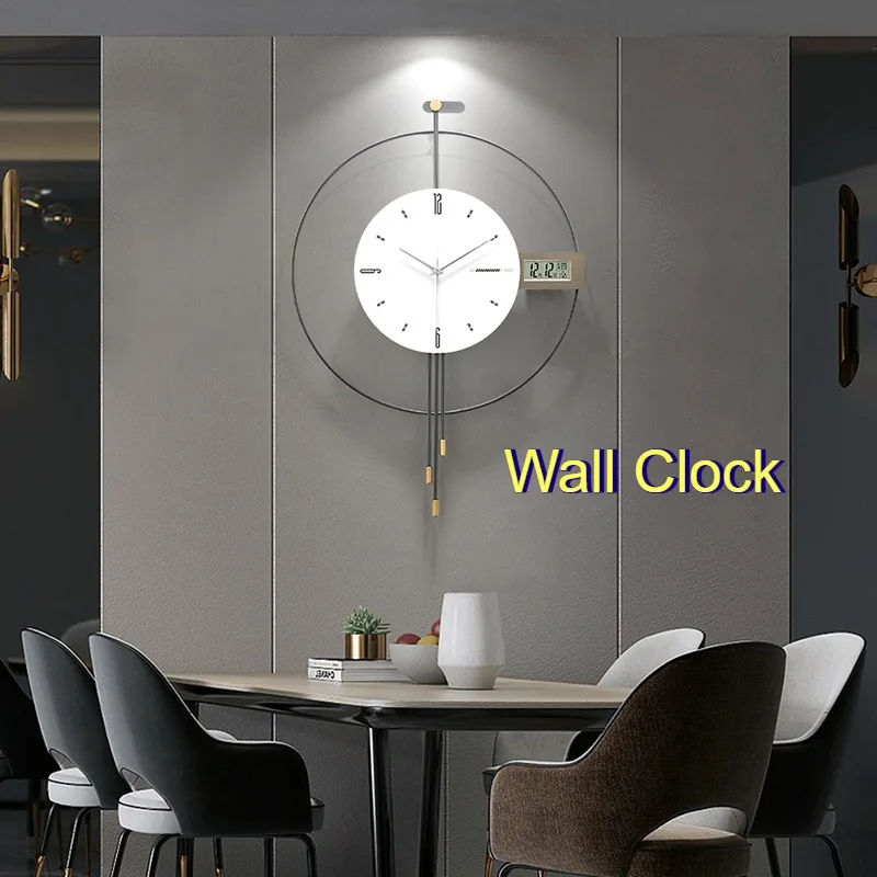 Creativity Wall Clock Electronic Calendar Living Room Wall Clock Metal Material Silent Movement Modern Elegant Home Decor