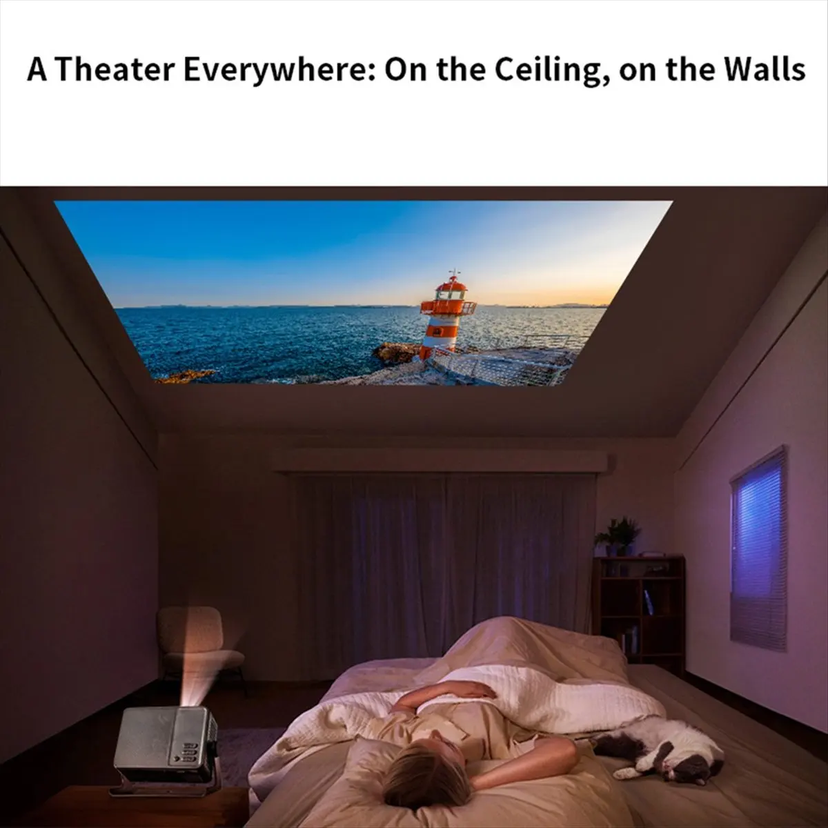 ▶✔▃AC384- A32 Pro Projector Android 13 1280x720P Resolution, Portable Home Cinema Mini LED for Phones & Computers EU PLUG