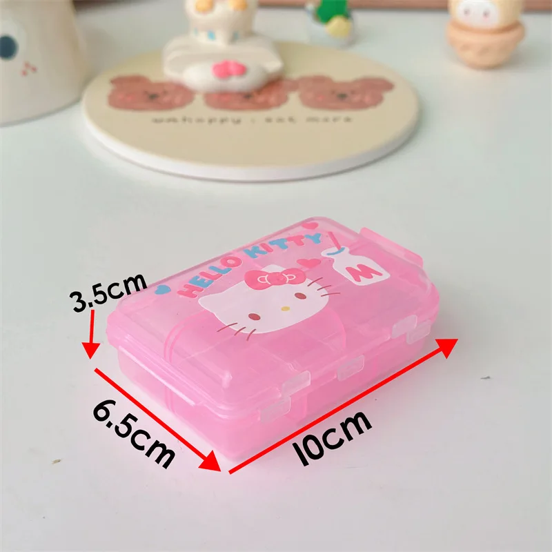 Kawaii Hello Kitty My Melody Kuromi Cartoon Draagbare Verzegelde Medicijndoos Anime Sanrio Meisje Hart Leuke Wegwerp Medicijndoos