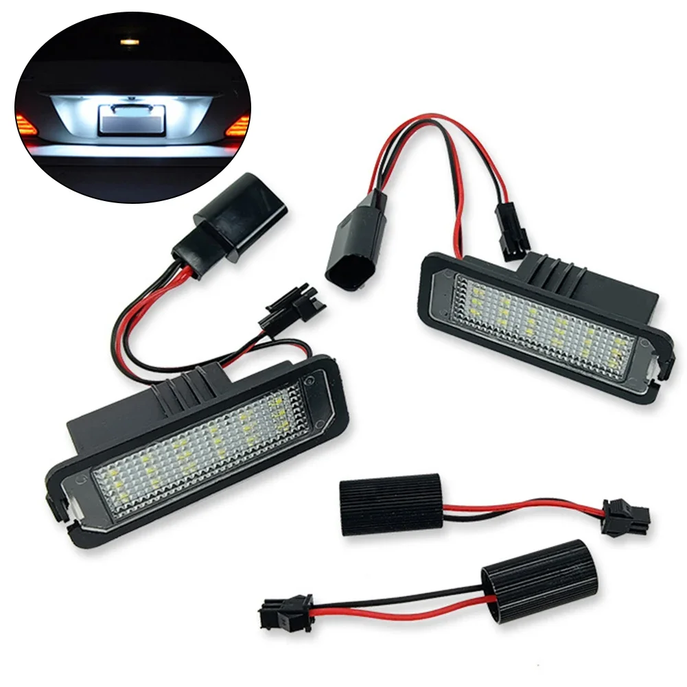 2pcs For Skoda Rear LED License Number Plate Car Light 3D0943021A 6000K Super White Car License Plate Light 2003-2008 For Golf V