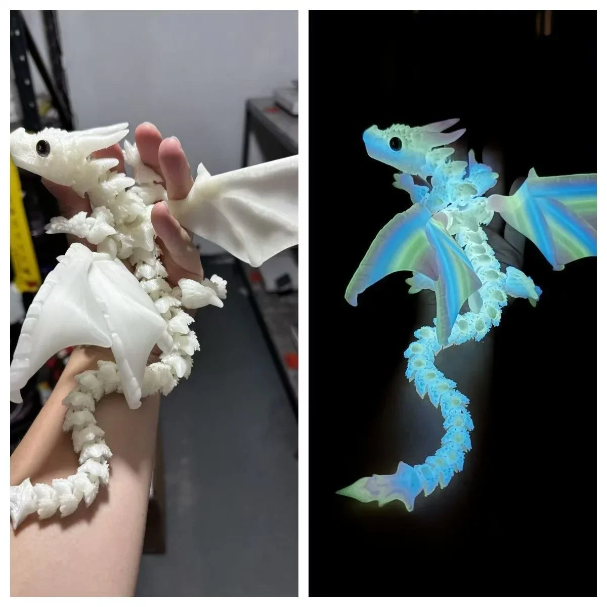2025 New style 3D Printing Gemstone Dragon Aurora Luminous Light Animal Action Toy Desktop Decoration Birthday Gift