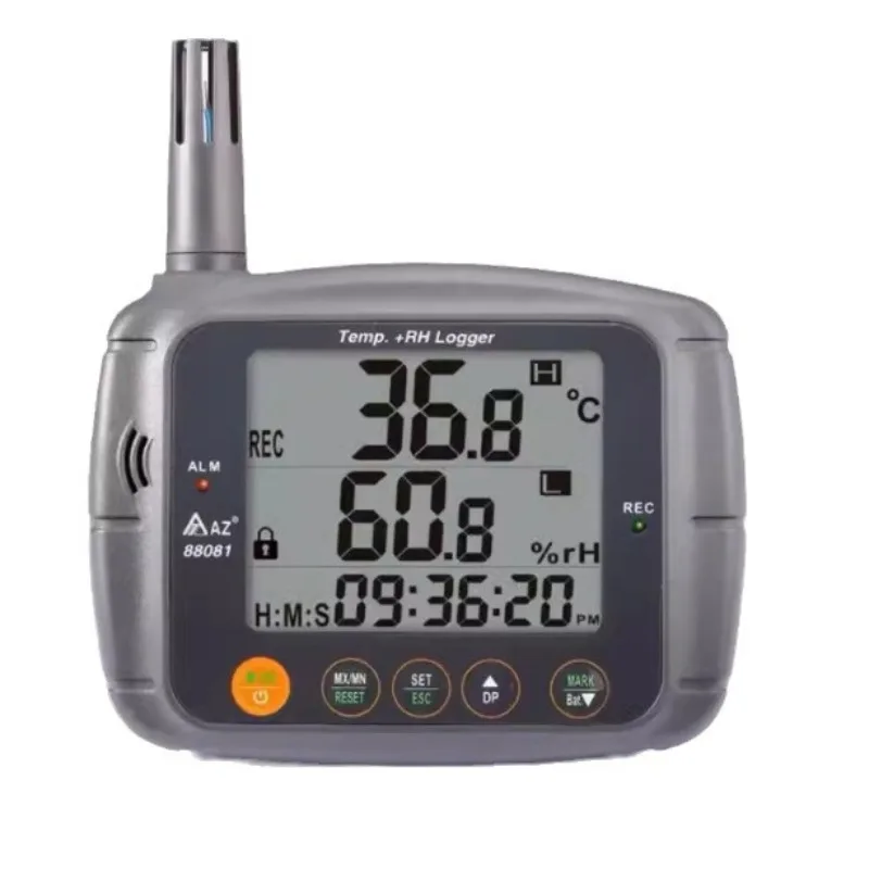 AZ88081 Temperature and Humidity Meter Portable Warehouse, Industrial High Precision Recording Instrument Alarm USB