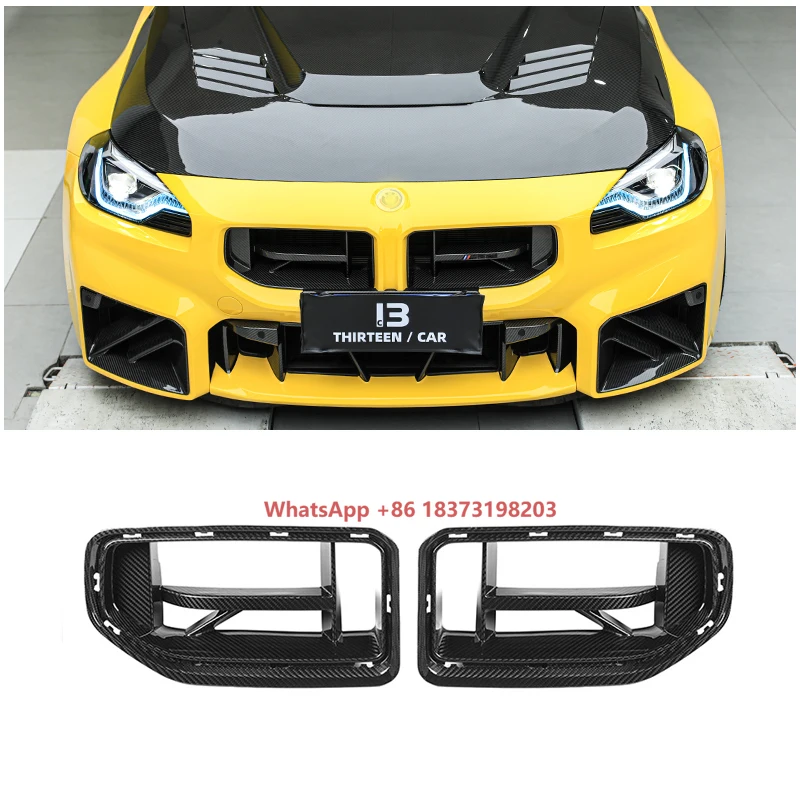 

CS Type with Logo Dry Carbon Fiber M2 G87 Grille for G87 M2 Front Bumper Trim Frame Double Kidney Grill Center Mesh Body Kit
