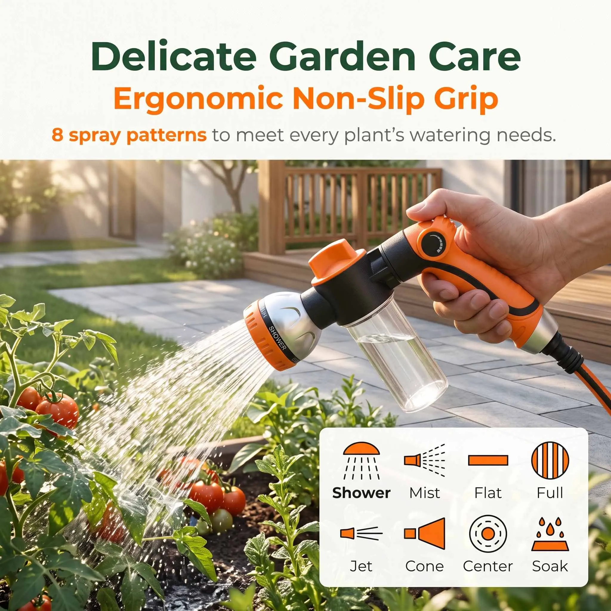 8 In 1 Foam Water Spray Gun High Pressure Car Wash Nozzle Garden Watering Pet Shower Cleaning Hose Sprayer Tool