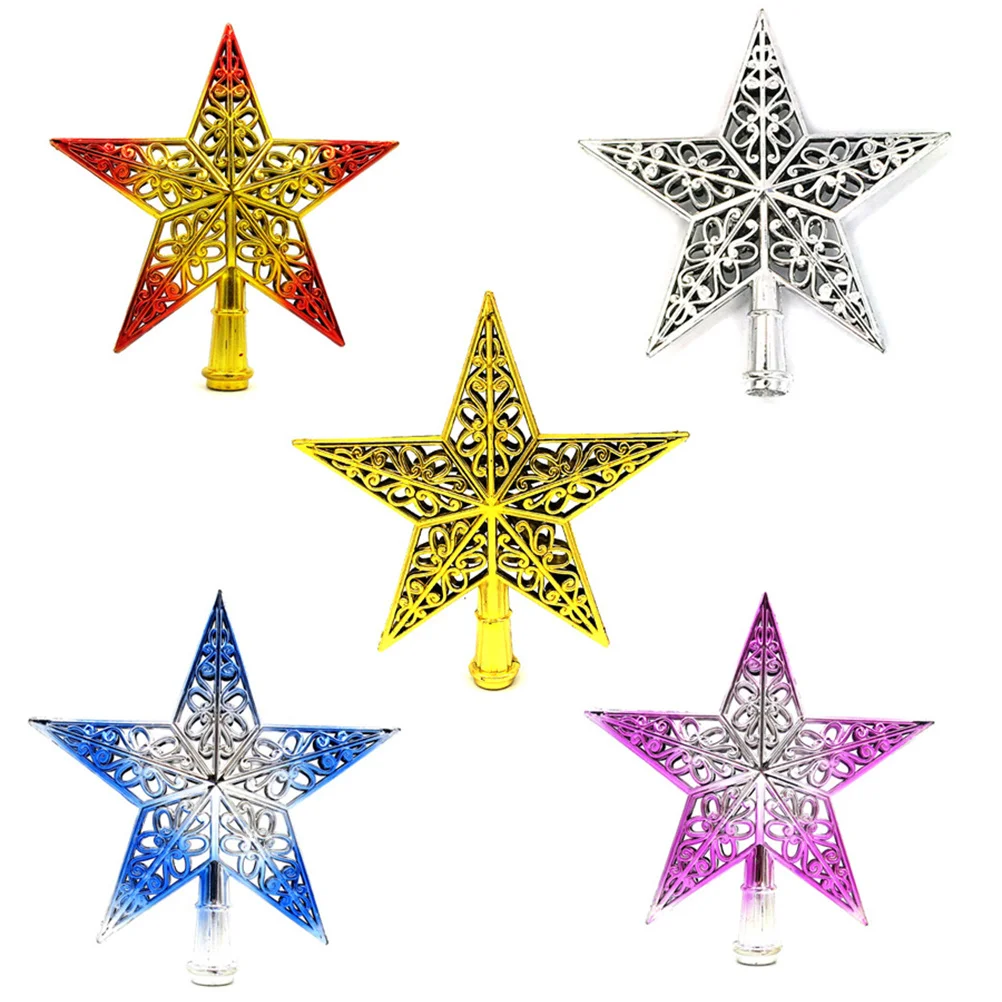 

Golden Red Christmas Tree Topper Star Hollowed Out Glitter Pendant Ornament for Home Office Bar Hotel Xmas Decorations