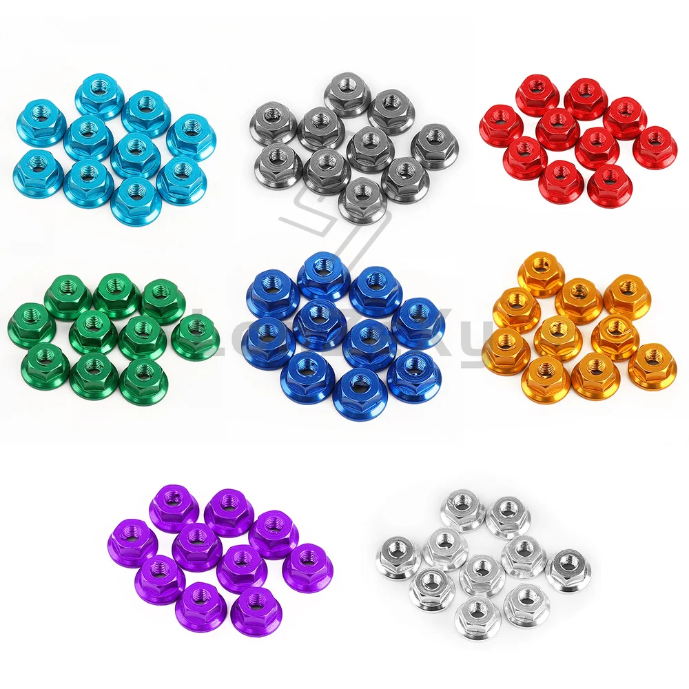 M3 Aluminum Serrated Flange Lock Nuts 8 Colors Anti-loose Wheel Nuts For 1/10 1/14 RC Crawler Buggy Truck Upgrade Hardware 10Pcs