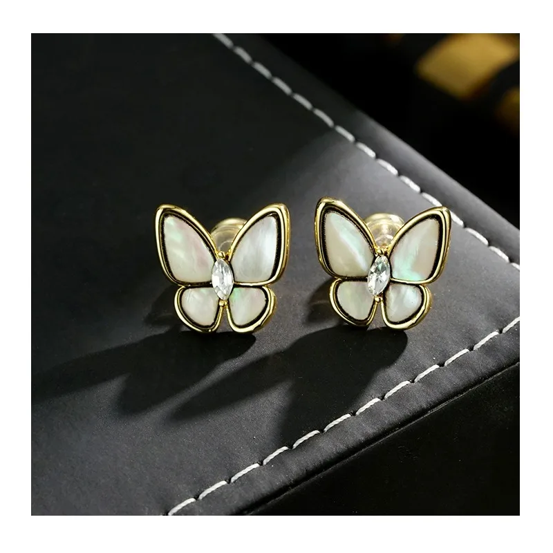

French Super Fairy Gentle and Sweet Fritillary Butterfly Stud Earrings Niche Design Sense Simple Fashion Exquisite Versatile Ear