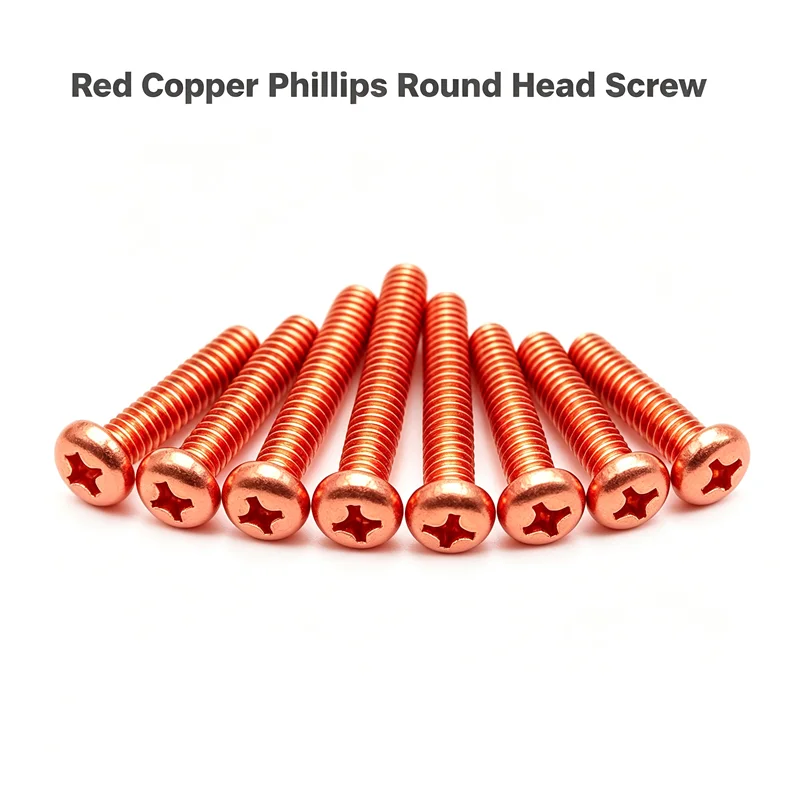 Pure Copper Red Copper Cross Recessed Round Head Screw, Conductive Bolt M3/M4/M5/M6