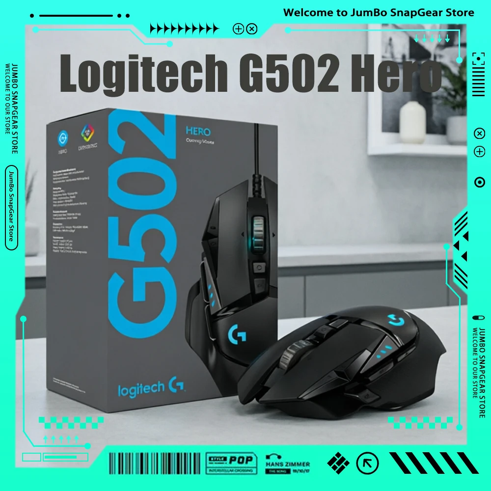 Ratón para juegos con cable Logitech G502 Hero Lightsync, ratón para deportes electrónicos Hero 25K, ratón para PC, accesorios ergonómicos, regalos para juegos, trabajo