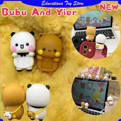 2 Pcs New Panda Bubu And Dudu Toy Doll Cute Cartoon Panda Bear Doll Mobile Phone Display Screen Decorative Doll Couple Gifts