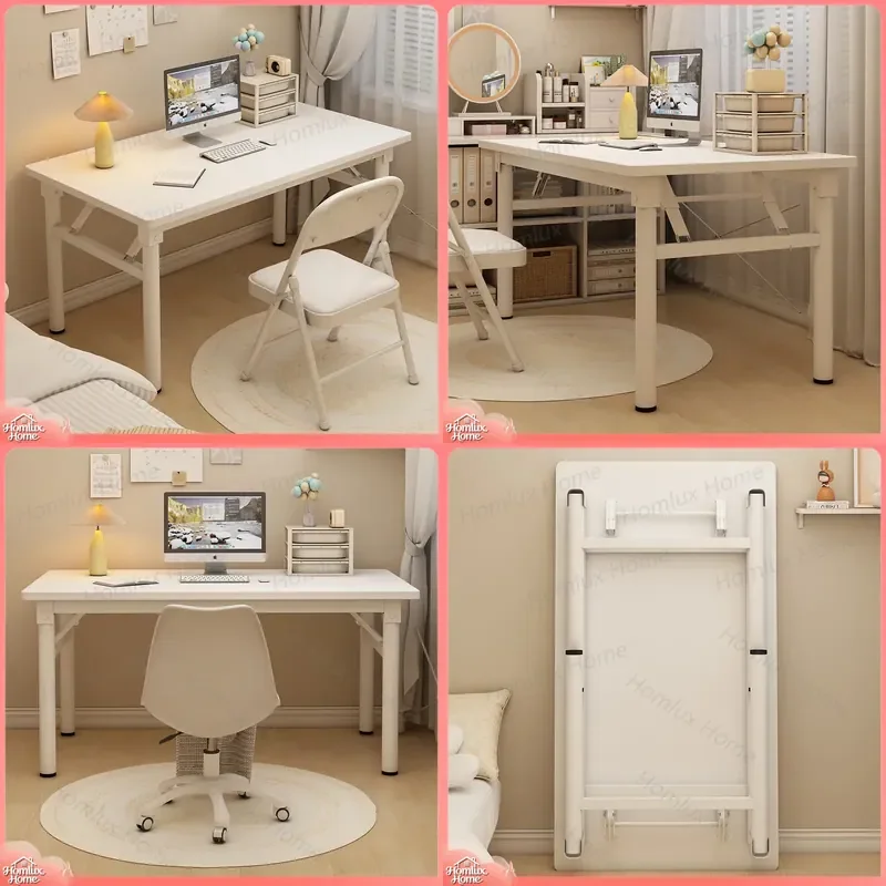 Folding Table for Household Dining Bedroom Computer Desk Dormitory Study Easy Storage Training Rental Room Simple Design
