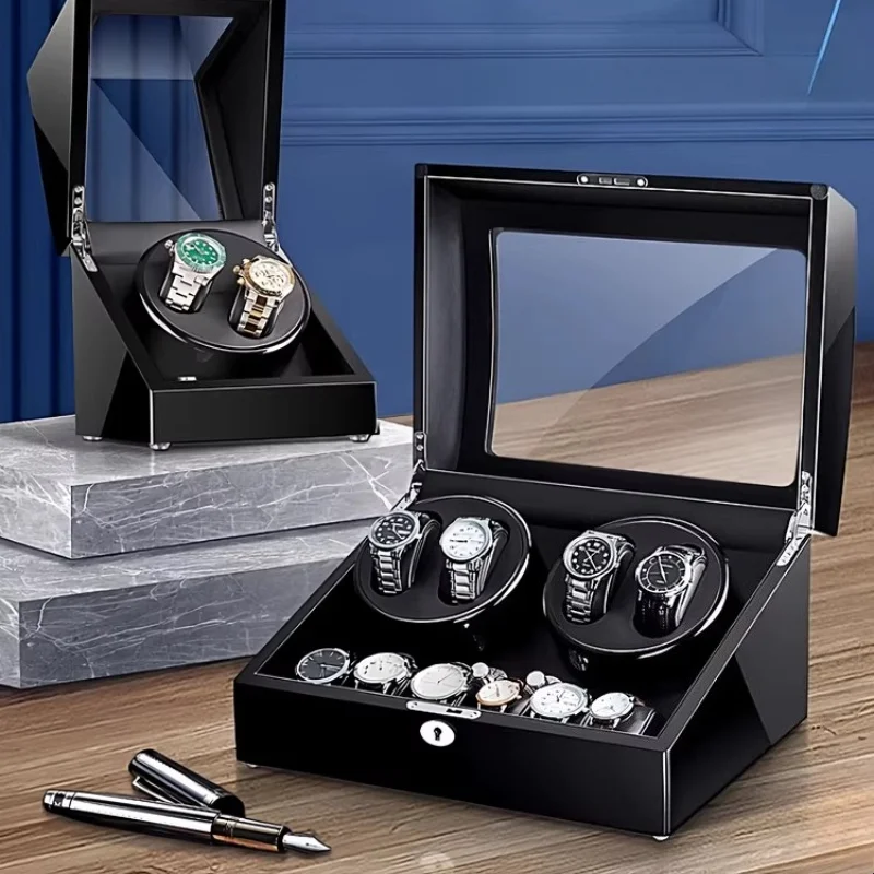 Double Watch Winder for Automatic Watches Automatic Watch Winder Leather Box 2 Slots Watch Winder for Men with Quiet Motor