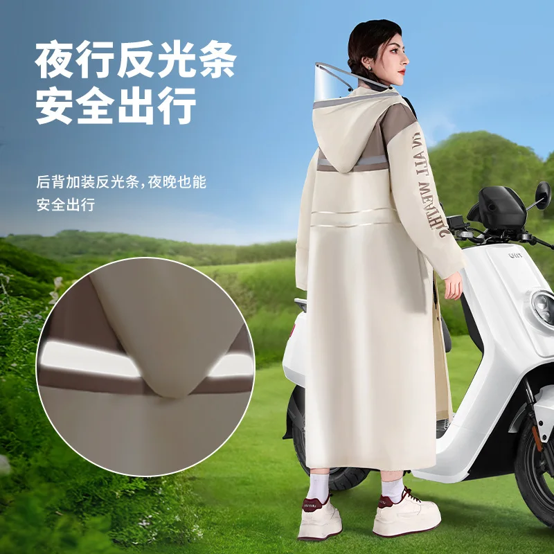 Women's Waterproof Cycling Raincoat Full Length Hooded Poncho for Bike & Scooter - Lightweight, Packable, with Reflective Strips