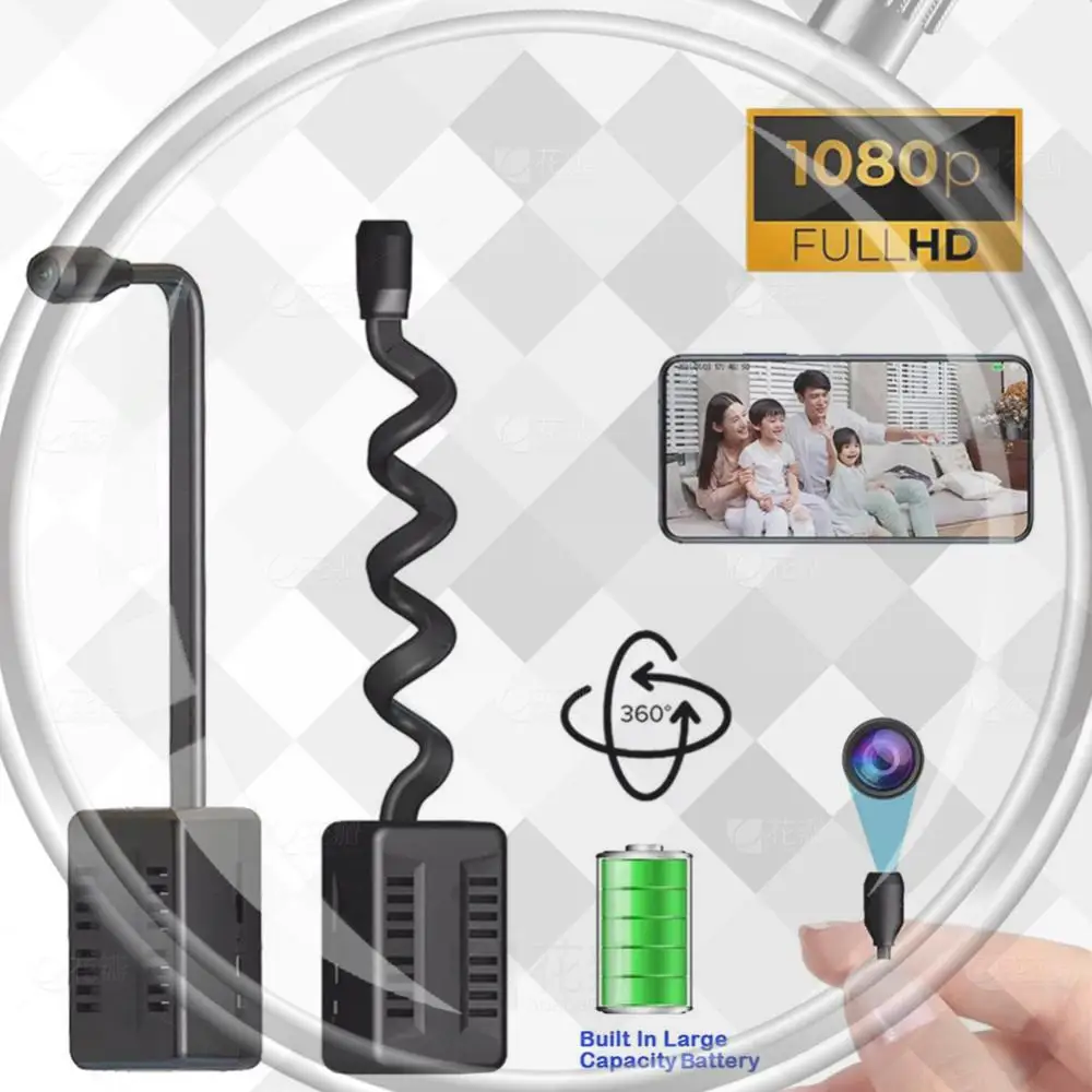 

Мини Wi-Fi камера с HD-объективом, универсальная, с функцией воспроизведения и обнаружением движения, для домашнего видеонаблюдения (для детей, собак, кошек)