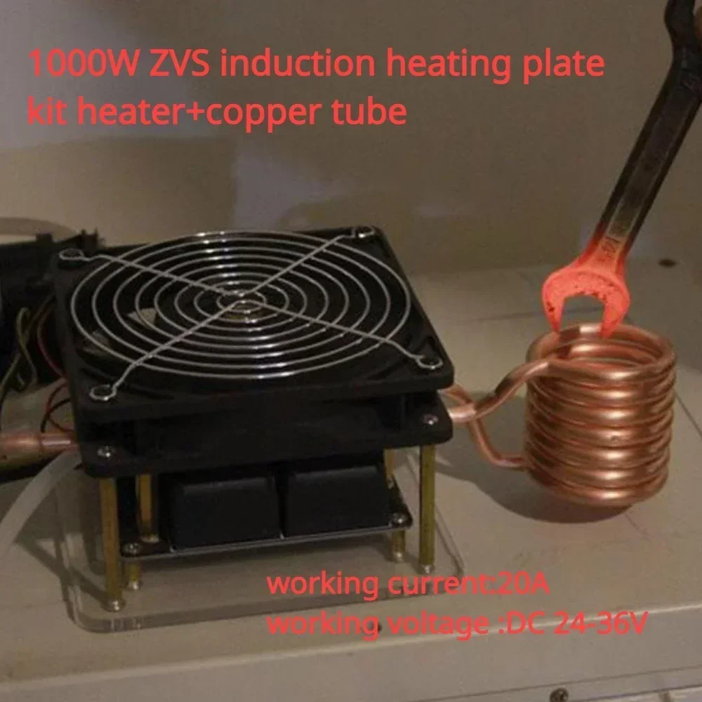 1000W ZVS Induction Heating Board Module Low Voltage Heater Coil Flyback Driver Heater with Copper Tube for DIY Parts Hardening