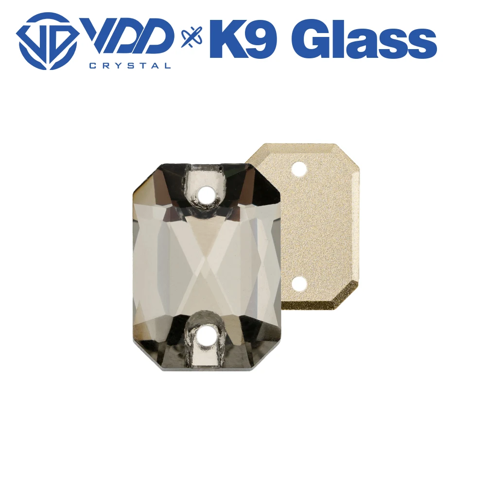 VDD S103 Schwarzer Diamant Smaragdschliff Hochwertige K9-Glas-Applikationssteine, Kristall-Flachboden zum Aufnähen für Kleidungsdekorationen – Detail 4