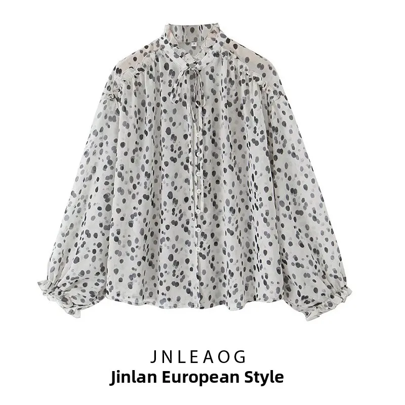 Csa de Gasa con Estampado Hoada de Diseño Moderno para Mujer, Primavera Nueva Colección JNLEAOG, Fibra de Poliéster, Man...